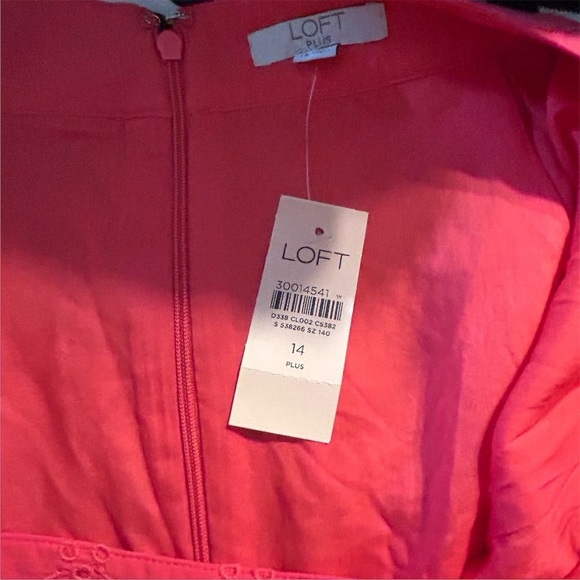 Loft Plus Size 14 eyelet flounce hem skirt Pink A-Line Ruffle Knee Length Skirt - Picture 7 of 10